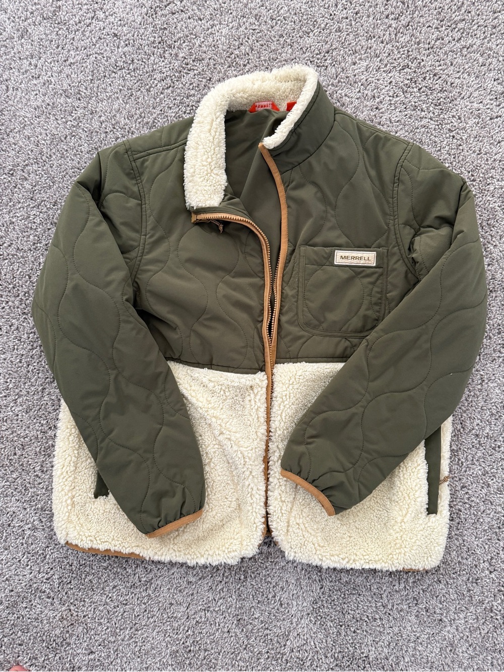 Merrell XL Green/Cream Sherpa Mix Up Jacket